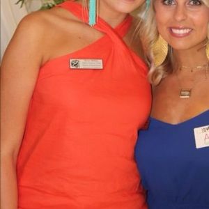 Orange cross neck top